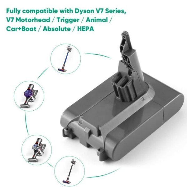 Batteri til Dyson V7 SV11 Animal Trigger Trigger+ Motorhead Pro Fluffy Madrasstøvsuger 21,6V 4000mAh