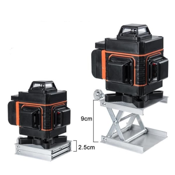 Lasernivå 16 linjer Grönt ljus Cross 4D 360° rotation med höjande plattform och fästtillbehör Orange