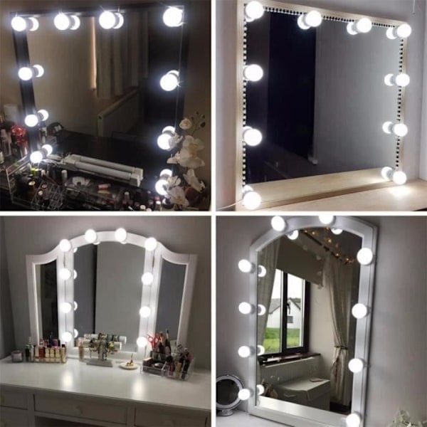 Hollywood Makeup Mirror - NOVHILL - LED-ljus - Justerbar ljusstyrka - Vit Vit