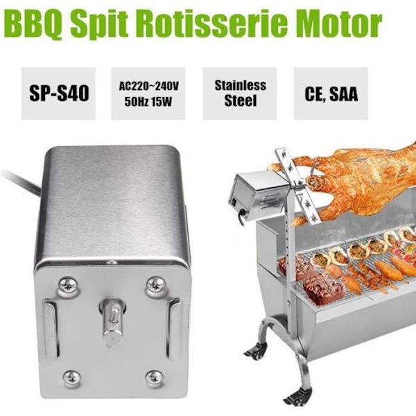 Roterende motorgrill i rustfrit stål - Helt lammesteg AC 220~240V - 15W