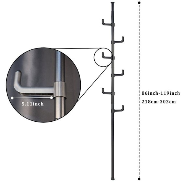 Kroge til fritstående garderobe 2-3m Højdejusterbar 360 graders rotation Maksimal belastning på 120 kg