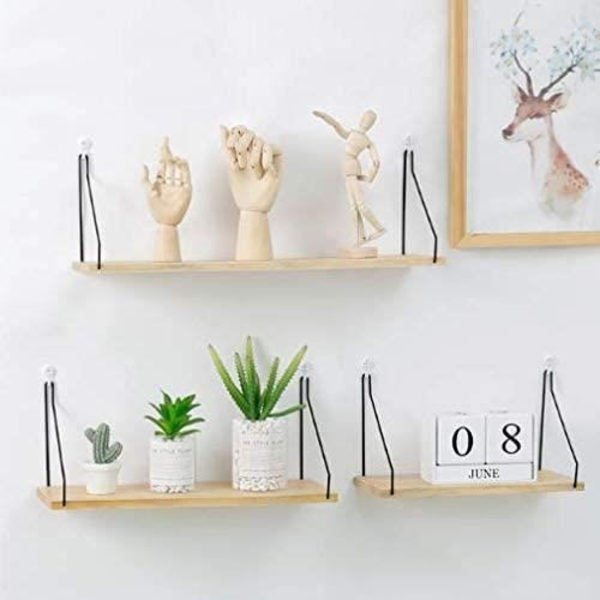 3PCS Sets Trä Vägghyllor för Vardagsrum Sovrum Kontor Badrum Brunt och svart