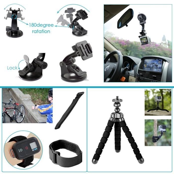 50-i-1 actionkamera tilbehørssæt til GoPro Hero 4/5 Session, Hero 1/2/3/3+/4/5, SJ4000/5000, Nikon og Sony