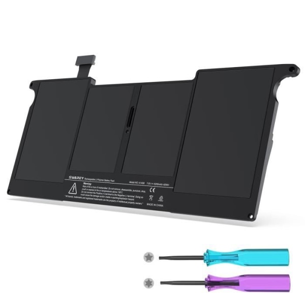 A1406 Ersättningsbatteri för bärbar dator - 7,6V/4950mAh, kompatibel med Apple A1406 A1465 A1495 A1370 (mitten av 2011) Svart