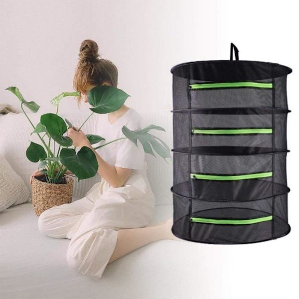 Plantetørrer Hængende Tørrebur Sammenfoldelig Mesh 4 Lag Kurv Tørretumbler Holder Opbevaring Net Græs Blomster Bønner