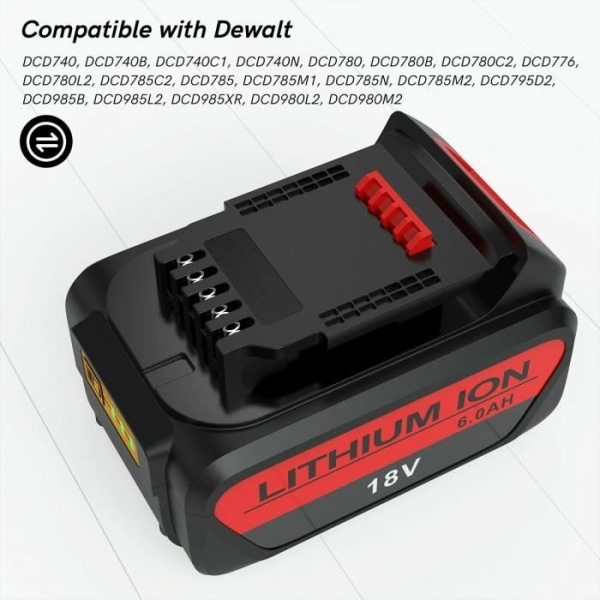 2ST 18V 6Ah Li-ion batteri kompatibelt med Dewalt sladdlös borrmaskin DCB200 DCS380 DCD780 DCF885 och DCS380 DEWALT såg