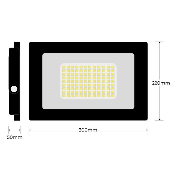 100W Ipad LED-projektor Cool White 6000K Hög ljusstyrka - EUROPALAMP - Set med 5 - Vattentät IP65 Svart