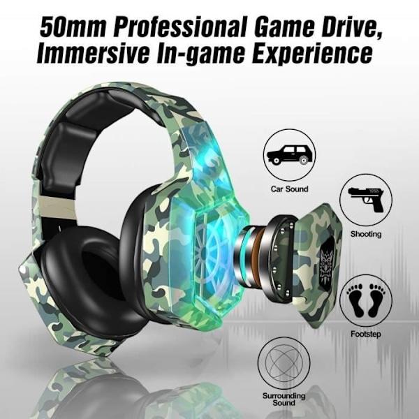 ONIKUMA K8 Gaming Headset för Nintendo Switch PS4 Xbox One - Kamouflage med mikrofon Vit