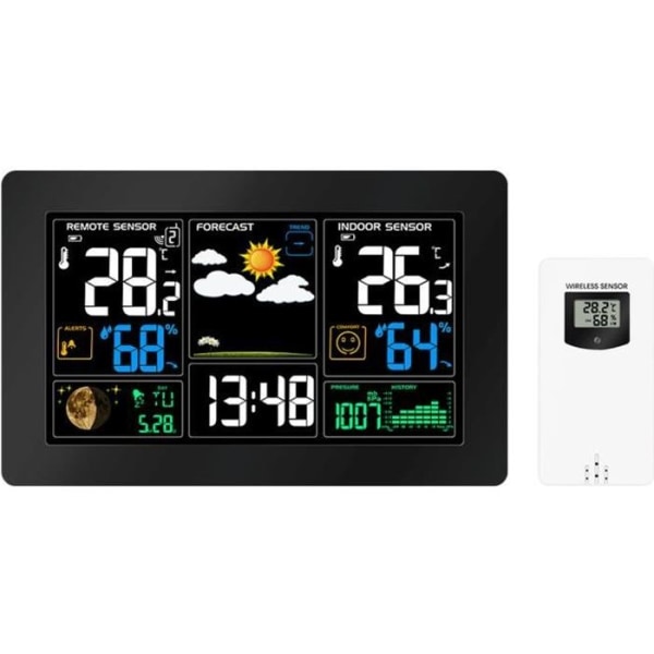 Väderstation LCD-väckarklocka inomhus/utomhusklocka Temperatur- och fuktighetsmätare Despertador Månfas