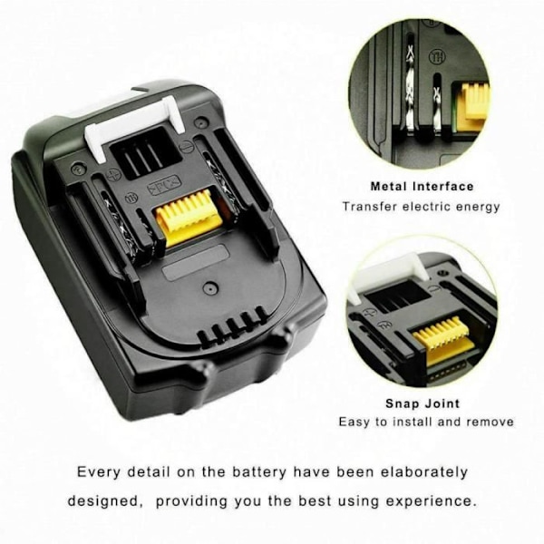 Paket med 2 batterier för Makita BL1860 BL1850B BL1850 BL1845 LXT 18V 6.0Ah Li-Ion BL1840 BL1830 Svart