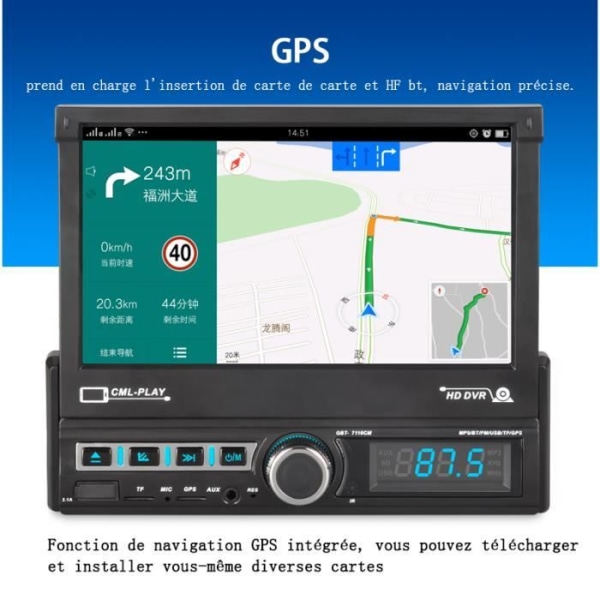 SWAREY Bilradio Bluetooth Stereo MP5 GPS Navigation 7'' HD Smart Voice FM-radio med backupkamera 7110GM