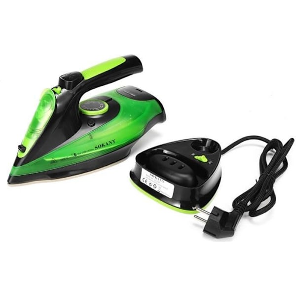 Dampstrygejern 2400W Trådløs 5 Speed Justerbar Anti-dryp Anti-kalk EU-stik Grøn