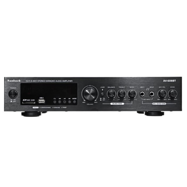 HIFI forstærker 2000W 220V lydeffektforstærker BT Stereo USB SD FM LED Sort