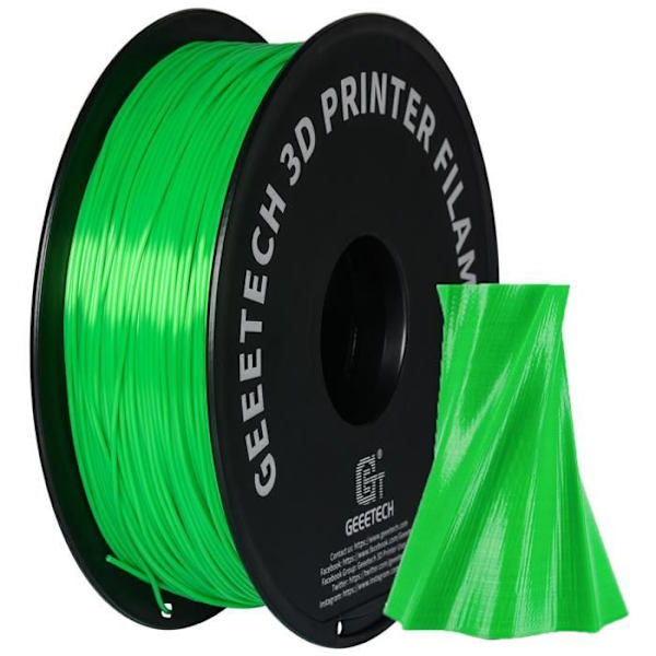 GEEETECH Green PLA 3D Filament 1,75 mm 1 kg tråd för 3D-skrivare, 1 kg 1 spole, 0,02 mm hög precision
