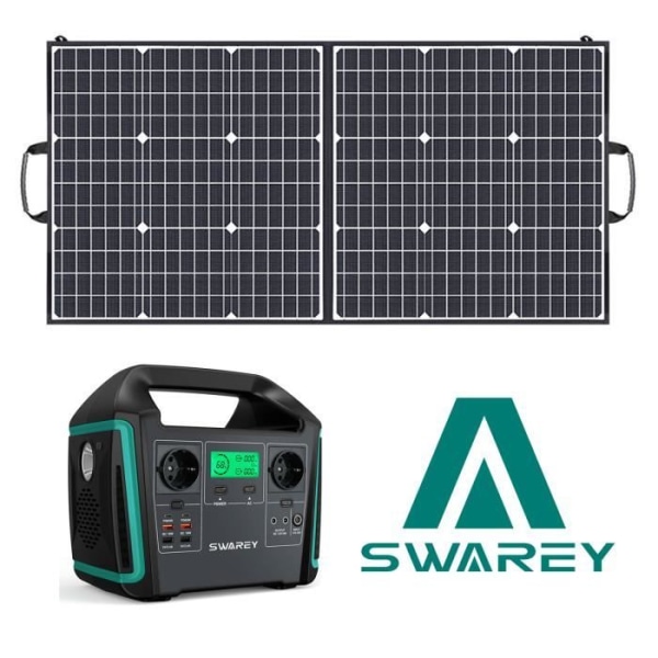 SWAREY 1000W bærbar elektrisk generator med foldbare solpaneler 100W solcellegenerator Ekstra lang driftstid Grön