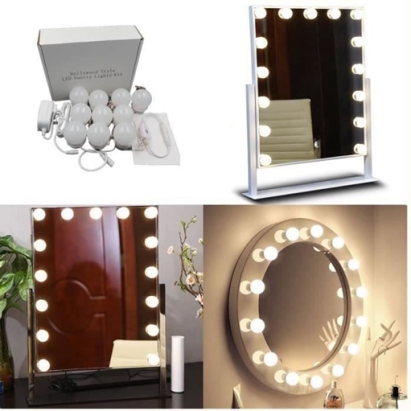 Hollywood Makeup Mirror, LED Ljus Justerbar Ljusstyrka KIT Bi10881