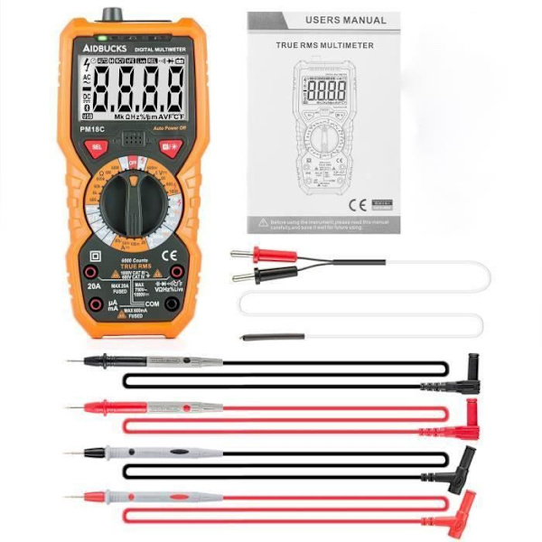Janisa PM18C Digitalt Multimeter AC DC Digital Elektrisk Tester Automatisk ikke-kontaktvoltmeter Amperemeter Ohmmeter Detektor