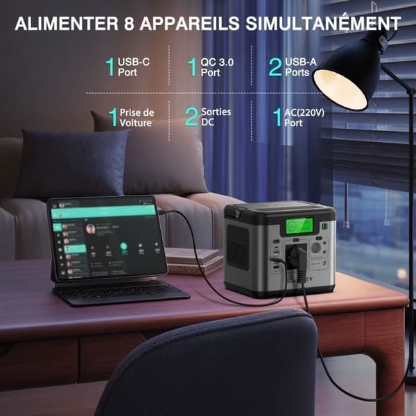 SWAREY S500 PRO Solgenerator Bärbar elstation 220V 518Wh med Fällbart Solpanel 100W grå