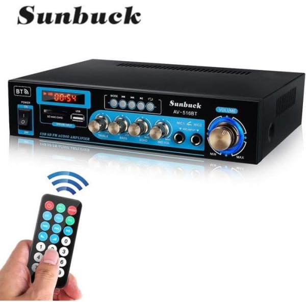 Stereo Amplifier-Tuner 1200-2000W Bluetooth Phono Input Auto 2 Kalibrering HDMI