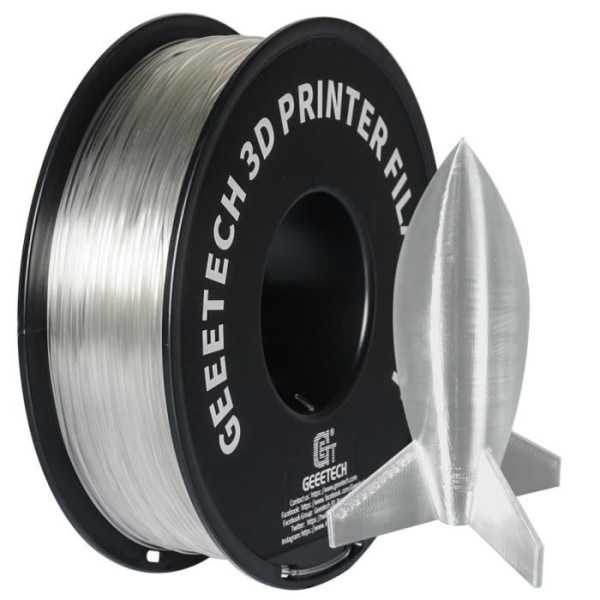 Transparent PLA-filament 1,75 mm 1 kg filament för 3D-skrivare, 2,2 LBS 1 kg 1 spole 0,02 mm hög precision