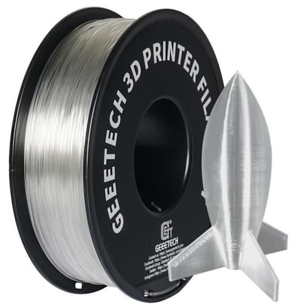 Transparent PLA-filament 1,75 mm 1 kg filament för 3D-skrivare, 2,2 LBS 1 kg 1 spole 0,02 mm hög precision