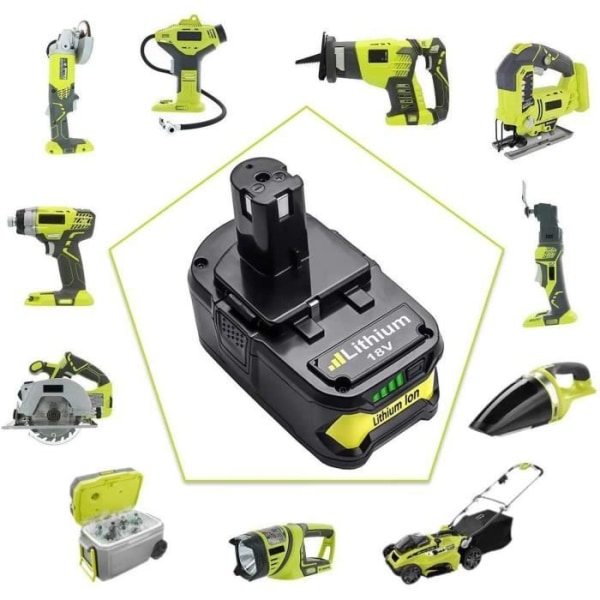 2X 6,0Ah för Ryobi 18V litiumjonersättningsbatteri ONE+ P108 RB18L25 RB18L13 RB18L50 RB18L40 P102 P103 P104 P105 P106 Svart