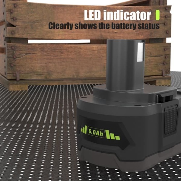 SWAREY 18V 6,0Ah Li-ion Ersättningsbatteri Kompatibel Ryobi P102 P103 P104 P105 P106 P107 P108 P109 RB18L50 BPL-1815 BPL-1820G Svart