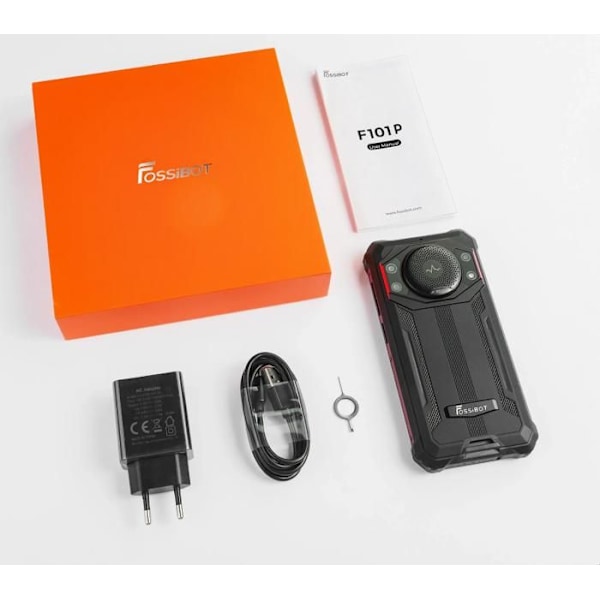 FOSSiBOT F101P Robust smartphone 4GB + 64GB Android 13.0 Long Standby 10600mAh Vandtæt Anti-fald Anti-ridse 5,45'' Sort