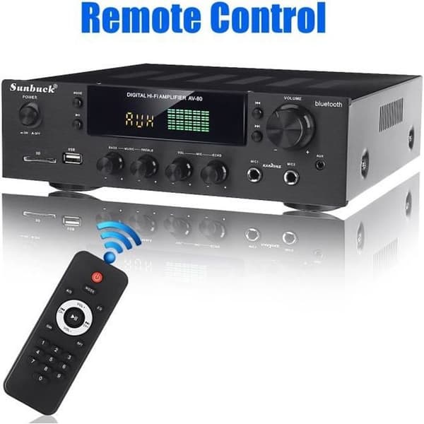 Forstærker 2 x 200W Bluetooth 2 Zoner 5 Kalibrering HDMI USB SD FM