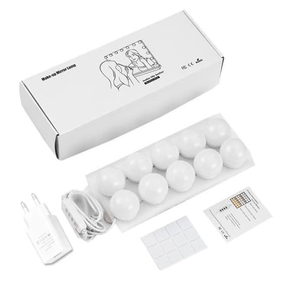 USB 10 LED Vanity Mirror Light Dæmpbar Lampe Belysning til kosmetisk dressing Makeup 10W 6500K/4000K/3000K Vit