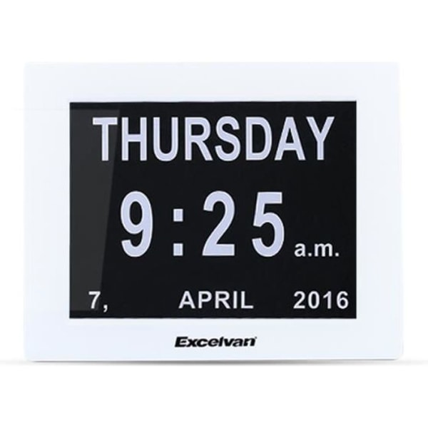 EXCELVAN 8" digital kalenderklocka med datum och tid