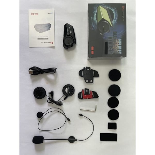 Bluetooth motorcykel walkie talkie, 6-personers motorcykel intercom bluetooth headset headsetutrustning - intercom avstånd 9600 meter Svart