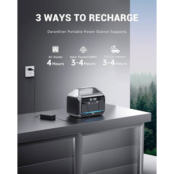 DaranEner Portable Generator 300W Ultra Fast Solar Generator LiFePO4 Externt batteri 268,8Wh NEO300