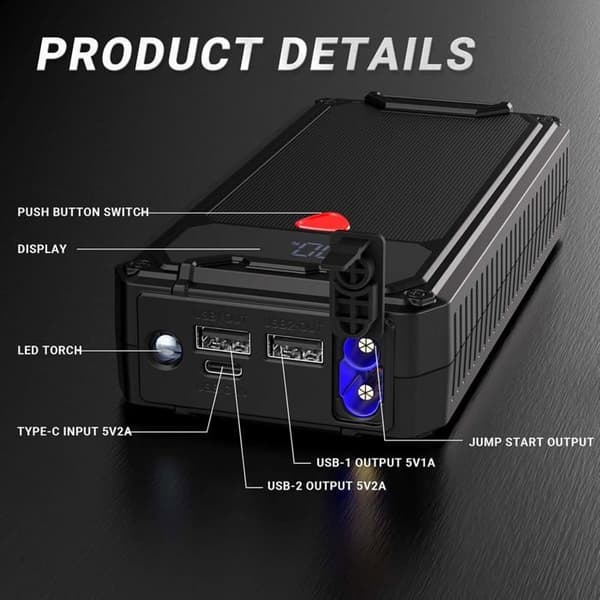 Bilstarter - SWAREY - PD-J330 - 6000A - 8000mAh - Startar bensin 7,5L / Diesel 6L