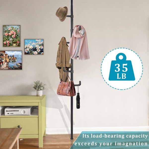 Kroge til fritstående garderobe 2-3m Højdejusterbar 360 graders rotation Maksimal belastning på 120 kg