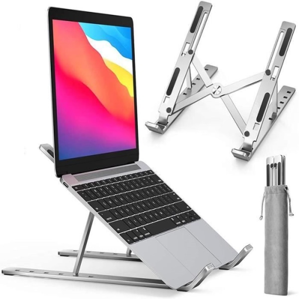 SWAREY Hopfällbar bärbar datorstativ i aluminiumlegering med förvaringsväska Tabletthållare Silver
