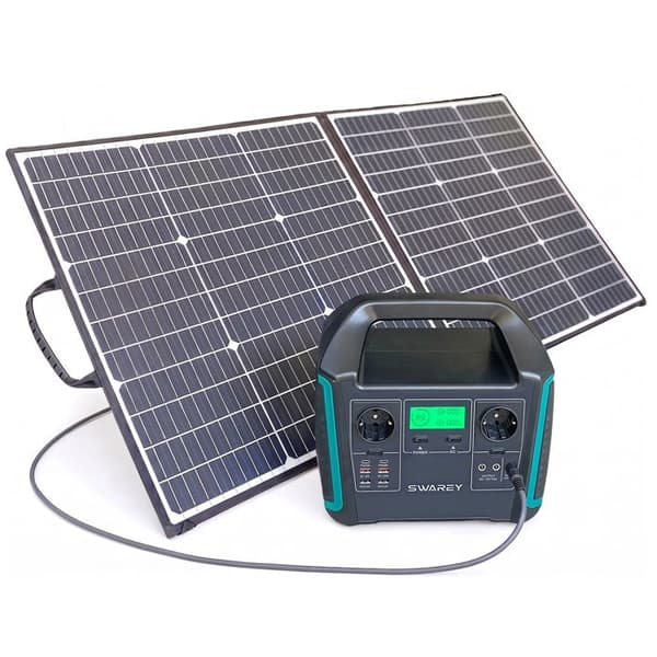 SWAREY 1000W bärbar elektrisk generator med hopfällbara solpaneler 100W solgenerator Extra lång drifttid Grön