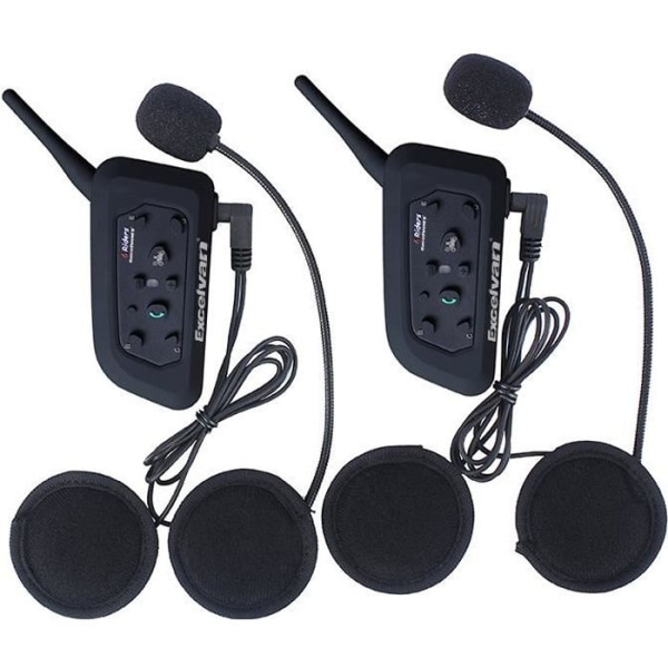 Excelvan V6 Bluetooth Motorcykel Intercom Set med 2 Intercom-högtalare Walkie Talkie Wireless Communication Headset 6 Riders Black