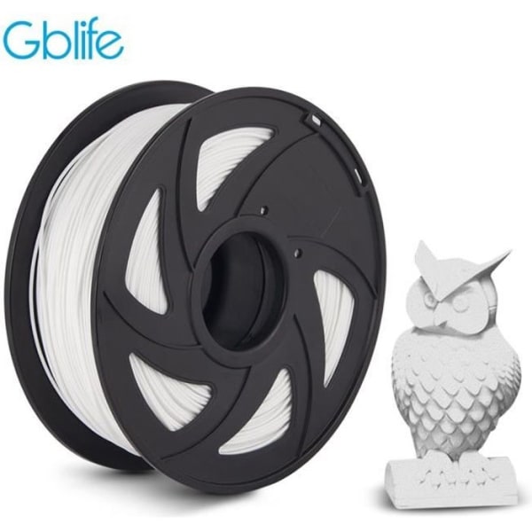 PLA 3D-skrivarfilament 1,75 mm 1KG Vit - GBlife - Utmärkt utskriftskvalitet och glänsande finish