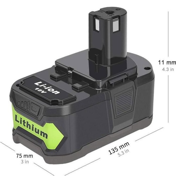 6,0Ah batteri med oplader kompatibel Ryobi One RB18L50 Lithium-ion P108 Svart och grönt