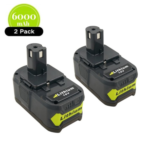 LiBatter-batteri 2 stk P108 18V 6.0Ah Lithium-ion erstatningsbatteripakker 2 stk Kompatibel Ryobi One