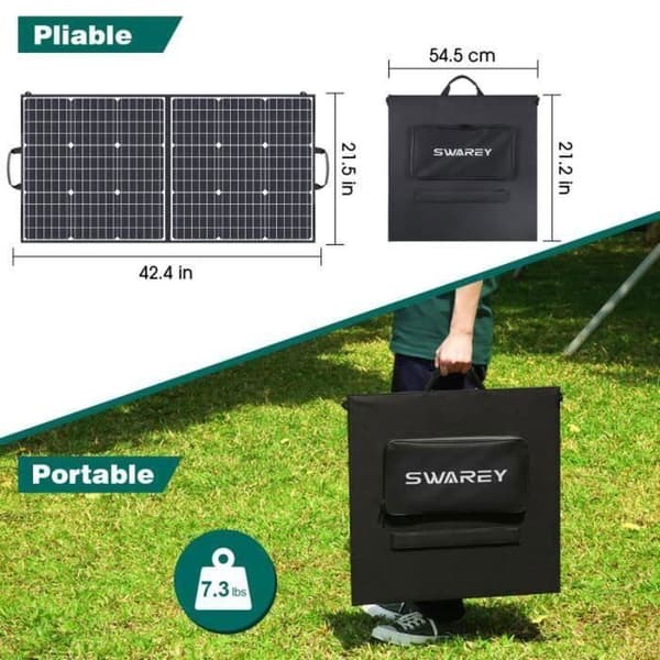 SWAREY S500 PRO Solgenerator Bärbar elstation 220V 518Wh med Fällbart Solpanel 100W grå