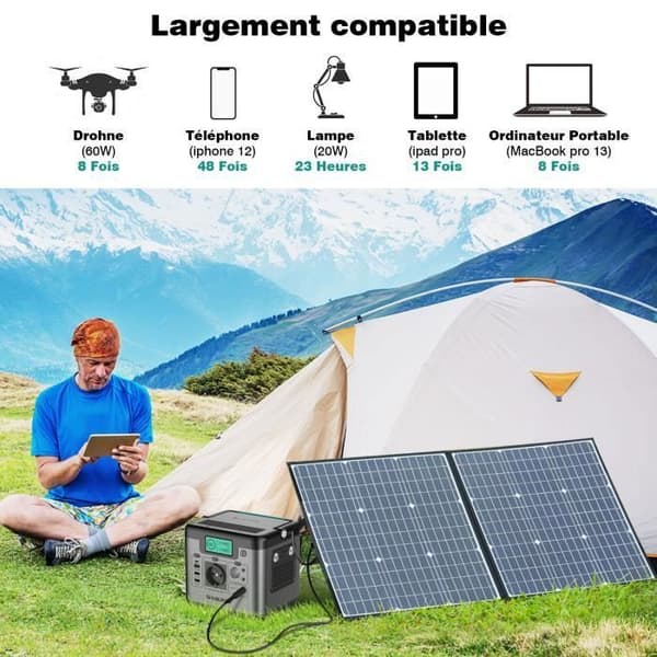 SWAREY 518W solgenerator 220V med 100W bärbara solpaneler grå