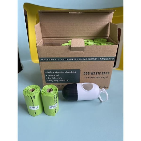 Set med 360 hundavfallspåsar med dispenser Resin Mix Bajspåse för hund/katt grön