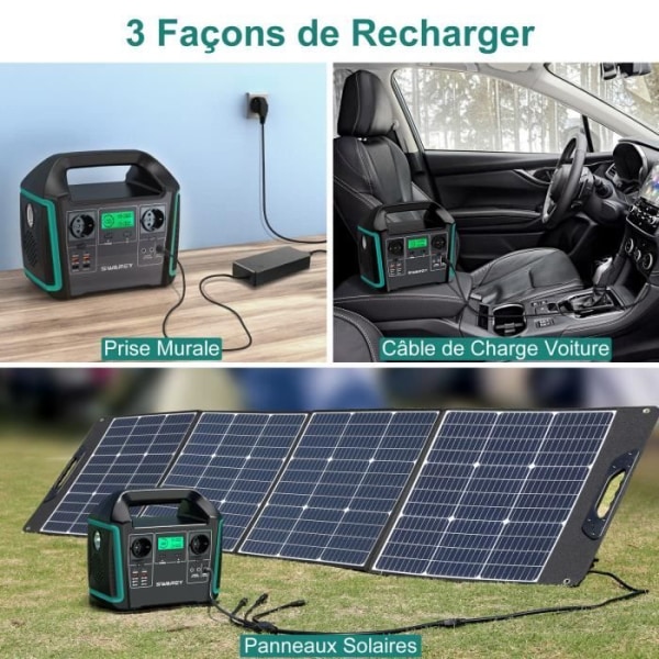 SWAREY S1000 Portable Solar Generator 1000W (1500W Peak) 220V High Power Generator Generator grön