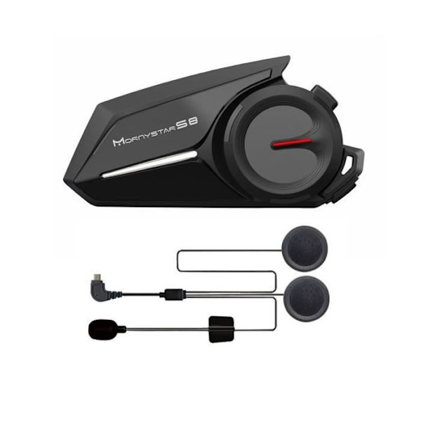 Bluetooth motorcykel walkie talkie, 6-personers motorcykel samtaleanlæg udstyr bluetooth headset headset - intercom afstand 9600 meter Svart