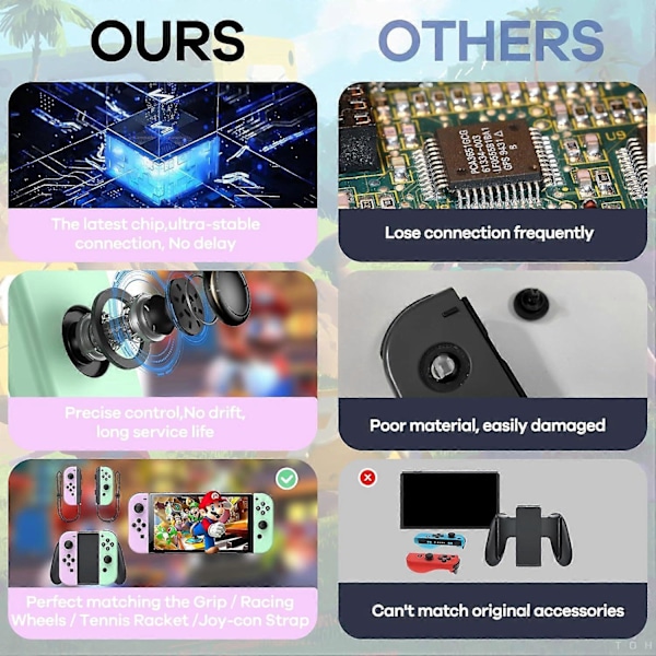 För Nintendo Switch, Switch Trådlös Kontroller Ersättning för Switch/Lite/OLED, med Väckning/Skärmdump/Dubbel Vibration/Rörelse