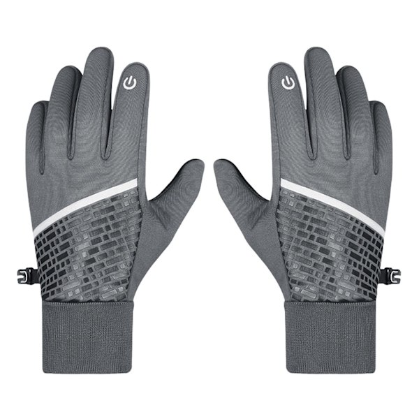 Men Winter Gloves Mittens Nonslip Waterproof For Walking Motorcycle Skiing L Gray