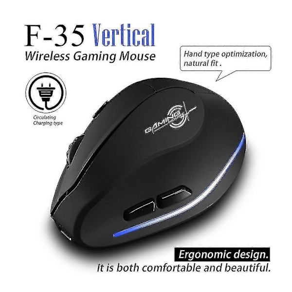 2,4 GHz Trådlös Vertikal Ergonomisk Mus, Uppladdningsbar Trådlös Mus Datormus För Kontor/Hem Windows PC Laptop