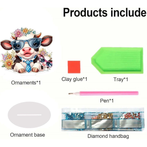DIY Timantti Työpöydän Koriste Erikoismuotoinen Kristalli Timantti Taidemaalaus Pöytäkoristeet Yksipuolinen - Lehmä